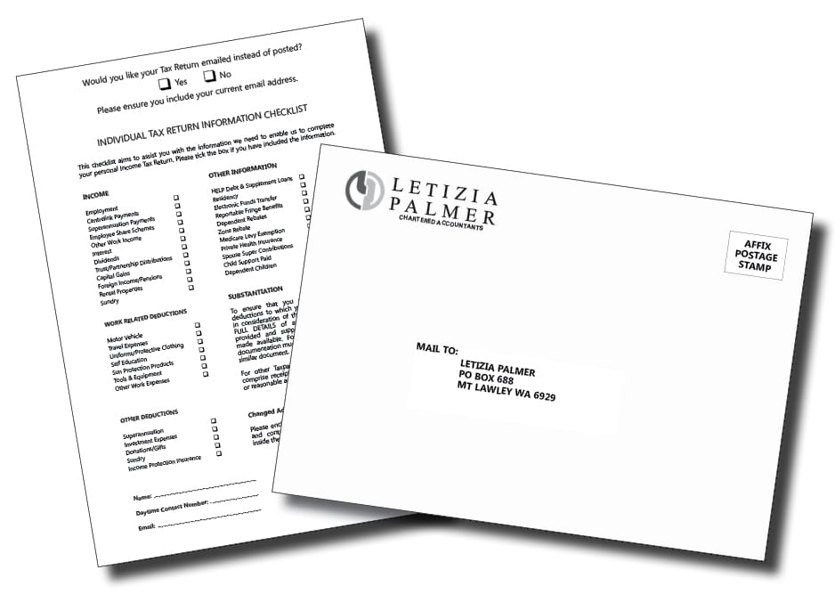 Letizia Palmer Chartered Accountants Envelope Design - A Team Printing Perth Stationary Printing